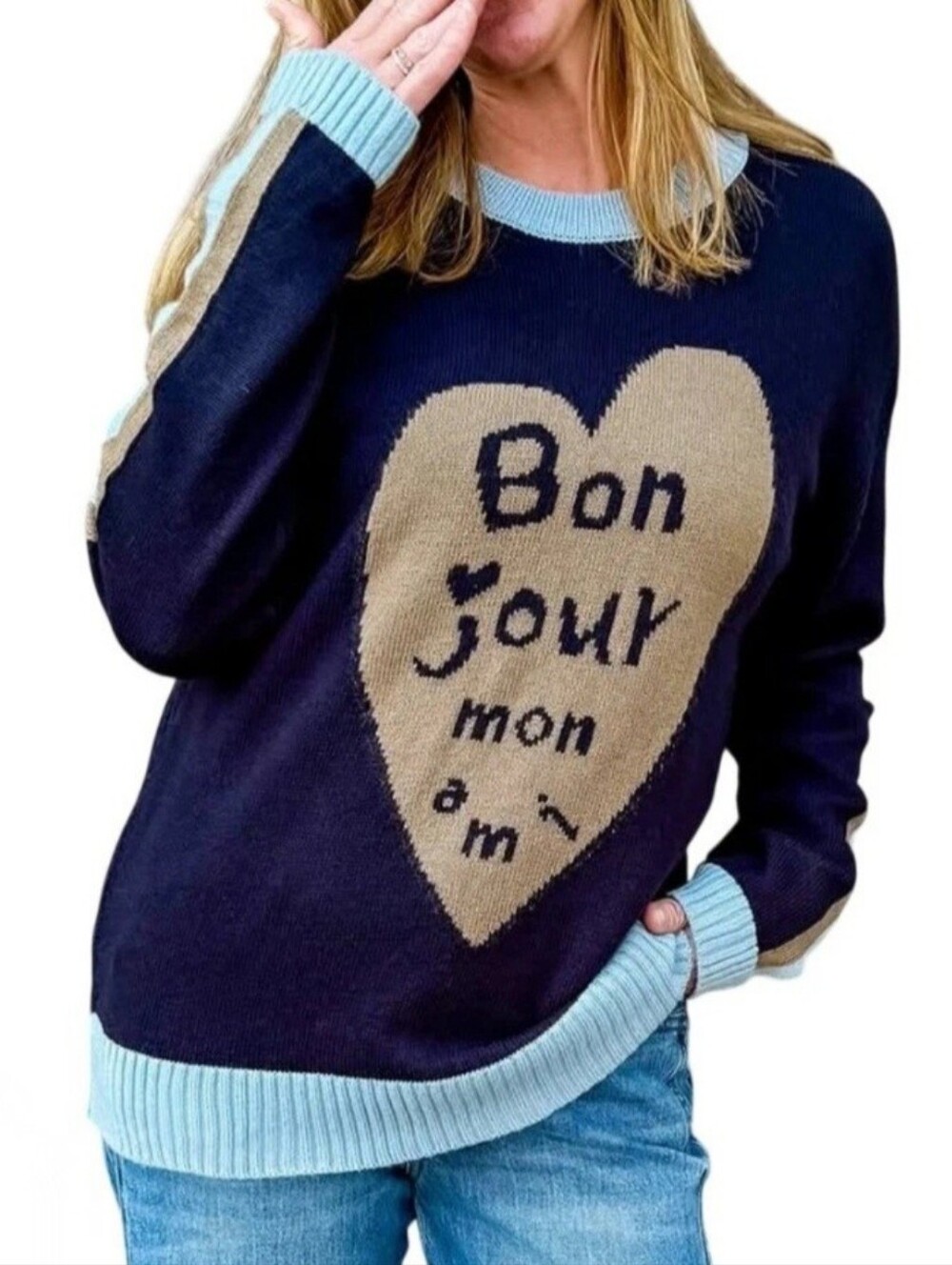 Heart-Graphic Crewneck Sweater